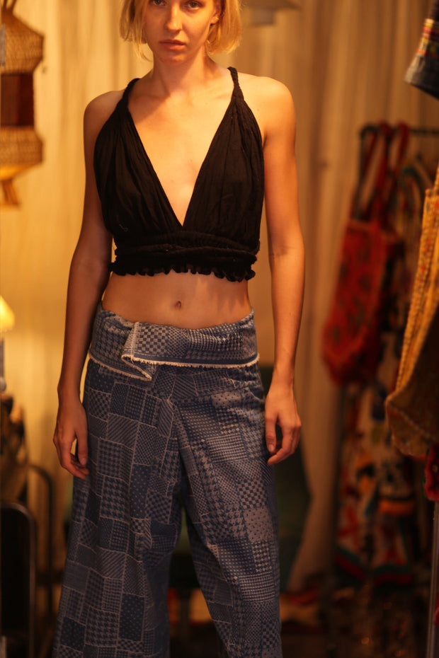 LUKE DENIM SQUARES FISHERMAN TROUSERS
