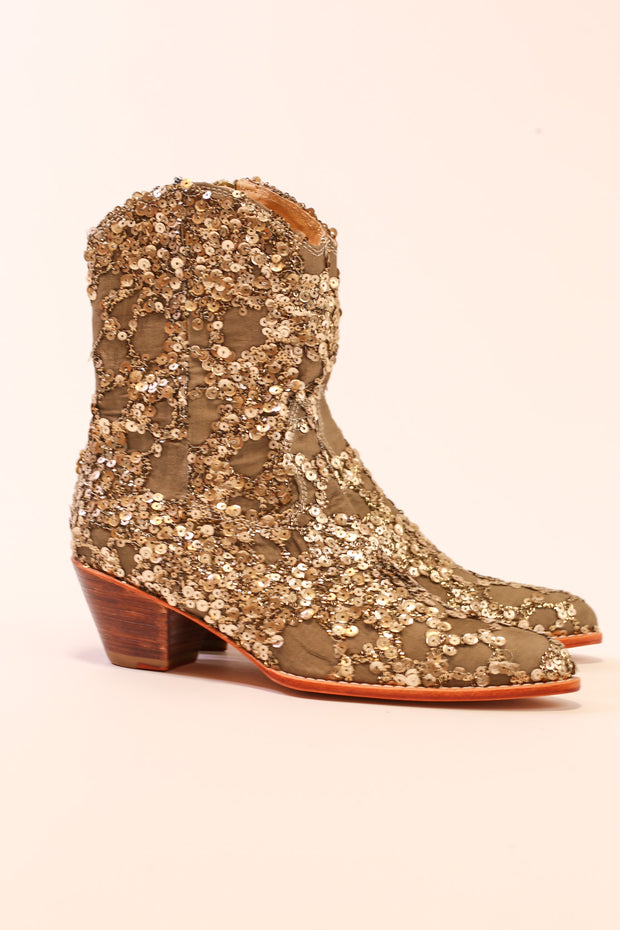 SILK SEQUIN EMBROIDERED BOOTS LOREN