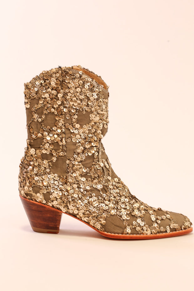 SILK SEQUIN EMBROIDERED BOOTS LOREN