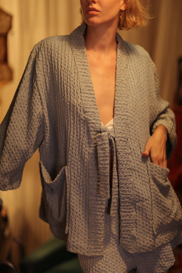 ANNETTE PATTERNED SOFT DENIM SHORTS - sustainably made MOMO NEW YORK sustainable clothing, denim slow fashion