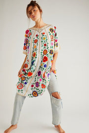 BELLA FLOR EMBROIDERED KAFTAN - sustainably made MOMO NEW YORK sustainable clothing, dress slow fashion