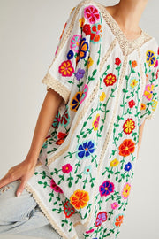 BELLA FLOR EMBROIDERED KAFTAN - sustainably made MOMO NEW YORK sustainable clothing, dress slow fashion