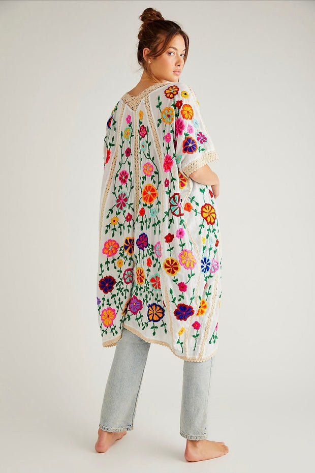 BELLA FLOR EMBROIDERED KAFTAN - sustainably made MOMO NEW YORK sustainable clothing, dress slow fashion