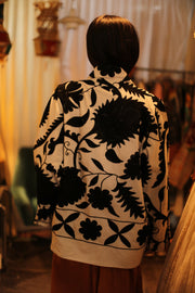 BLACK WHITE KIMONO DRISA - sustainably made MOMO NEW YORK sustainable clothing, slow fashion