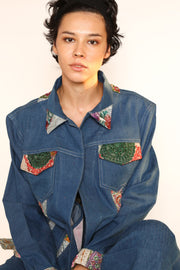 DENIM PATCHWORK JACKET PEENA - sustainably made MOMO NEW YORK sustainable clothing, slow fashion