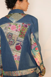 DENIM PATCHWORK JACKET PEENA - sustainably made MOMO NEW YORK sustainable clothing, slow fashion