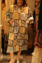 ELIZABETH SILK DRESS ANANAS PASTEL - sustainably made MOMO NEW YORK sustainable clothing, Boho Chic slow fashion