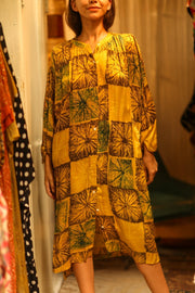 ELIZABETH SILK DRESS ANANAS YELLOW - sustainably made MOMO NEW YORK sustainable clothing, dress slow fashion