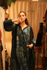 ELIZABETH SILK DRESS BLUE STRIPE - sustainably made MOMO NEW YORK sustainable clothing, Boho Chic Dress slow fashion