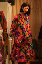 ELIZABETH SILK DRESS COLOR BOMB - sustainably made MOMO NEW YORK sustainable clothing, Boho Chic slow fashion