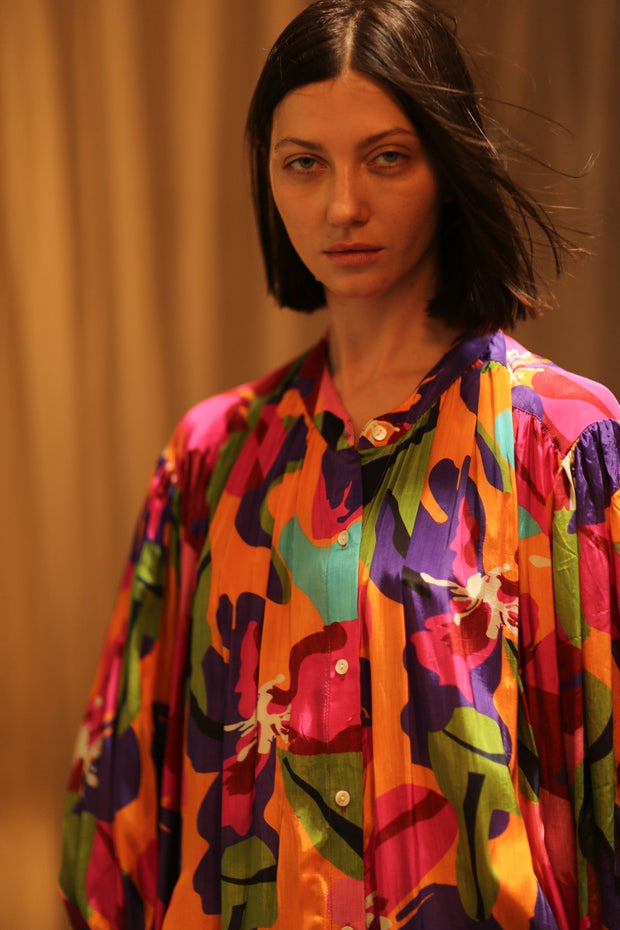 ELIZABETH SILK DRESS COLOR BOMB - sustainably made MOMO NEW YORK sustainable clothing, Boho Chic slow fashion