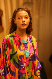 ELIZABETH SILK DRESS COLOR BOMB - sustainably made MOMO NEW YORK sustainable clothing, Boho Chic slow fashion