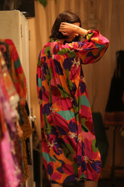 ELIZABETH SILK DRESS COLOR BOMB - sustainably made MOMO NEW YORK sustainable clothing, Boho Chic slow fashion