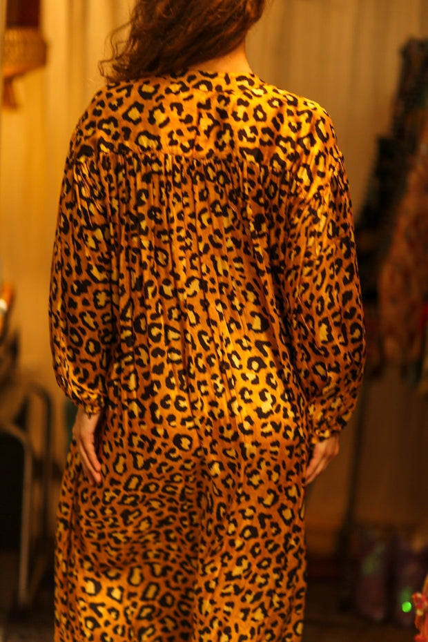 ELIZABETH SILK DRESS LEO - sustainably made MOMO NEW YORK sustainable clothing, Boho Chic slow fashion