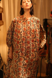 ELIZABETH SILK DRESS MUGHAL BLACK AND RED - sustainably made MOMO NEW YORK sustainable clothing, Boho Chic slow fashion