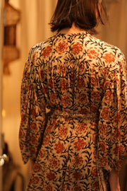 ELIZABETH SILK DRESS MUGHAL BLACK AND RED - sustainably made MOMO NEW YORK sustainable clothing, Boho Chic slow fashion