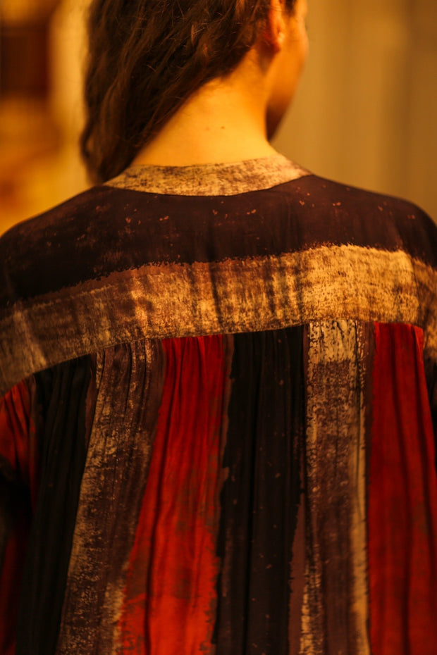 ELIZABETH SILK DRESS POPPY FIELD - sustainably made MOMO NEW YORK sustainable clothing, Boho Chic slow fashion