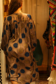 ELIZABETH SILK DRESS YO - YO YELLOW - sustainably made MOMO NEW YORK sustainable clothing, Boho Chic slow fashion