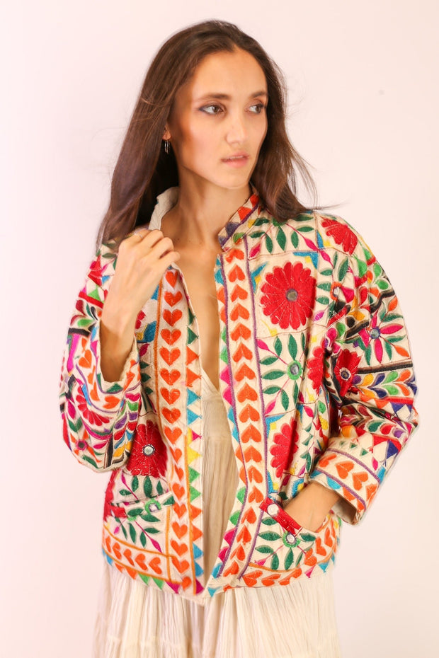 EMBROIDERED JACKET KENNEDY - sustainably made MOMO NEW YORK sustainable clothing, Jacket slow fashion