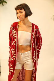 EMBROIDERED KIMONO GINEVRA - sustainably made MOMO NEW YORK sustainable clothing, Kimono slow fashion