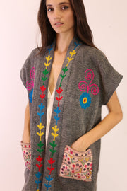 EMBROIDERED KIMONO HARIA - sustainably made MOMO NEW YORK sustainable clothing, slow fashion