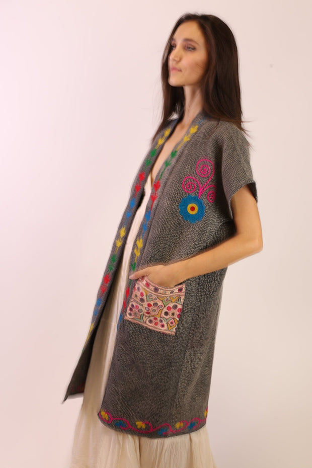 EMBROIDERED KIMONO HARIA - sustainably made MOMO NEW YORK sustainable clothing, slow fashion