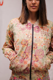 EMBROIDERED SILK BOMBER JACKET HANE - sustainably made MOMO NEW YORK sustainable clothing, Jacket slow fashion