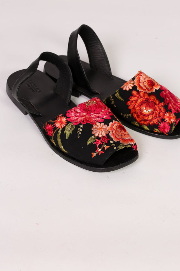 EMBROIDERED SILK SANDALS FRIDU - sustainably made MOMO NEW YORK sustainable clothing, sandals slow fashion