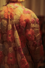 FLO SEQUINED EMBROIDERED SHORT KIMONO PINK - sustainably made MOMO NEW YORK sustainable clothing, embellished slow fashion