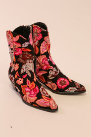 FLOWER SEQUIN EMBROIDERED BOOTS LISA - sustainably made MOMO NEW YORK sustainable clothing, slow fashion