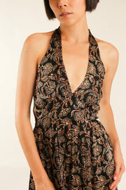 HAND BLOCK SILK DRESS LAXMI - sustainably made MOMO NEW YORK sustainable clothing, new slow fashion