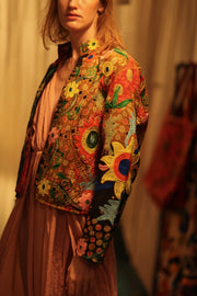 JACKET INGRID LIGHT AND DARK BROWN EMBROIDERED - sustainably made MOMO NEW YORK sustainable clothing, coatandjacket slow fashion