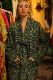 KANTHA INDIGO JACKET COAT CATALINA - sustainably made MOMO NEW YORK sustainable clothing, Coat slow fashion