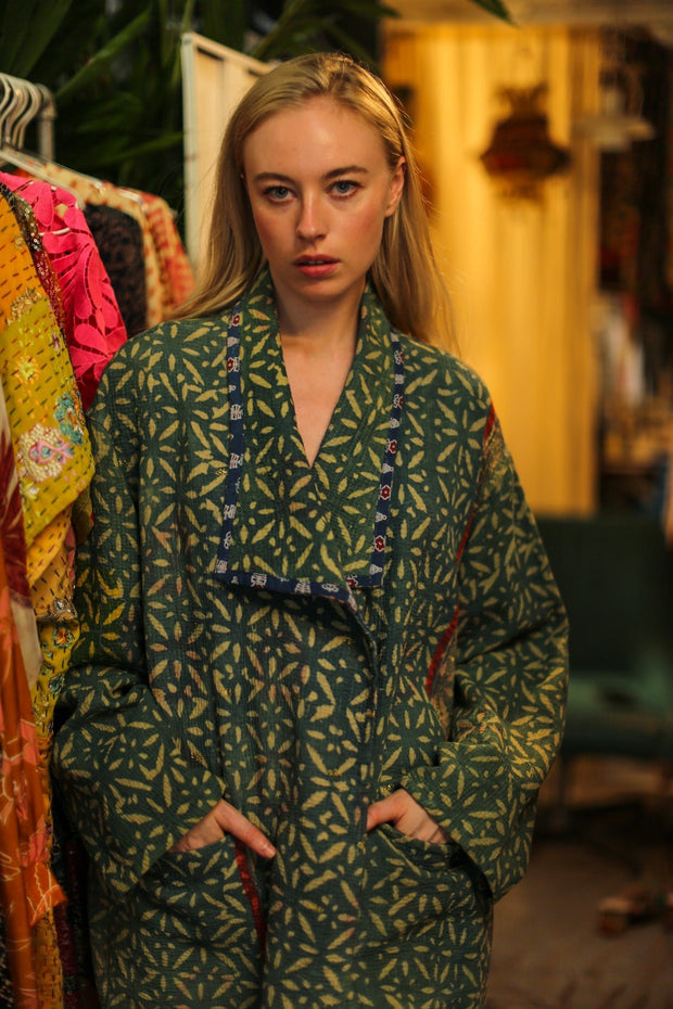 KANTHA INDIGO JACKET COAT CATALINA - sustainably made MOMO NEW YORK sustainable clothing, Coat slow fashion