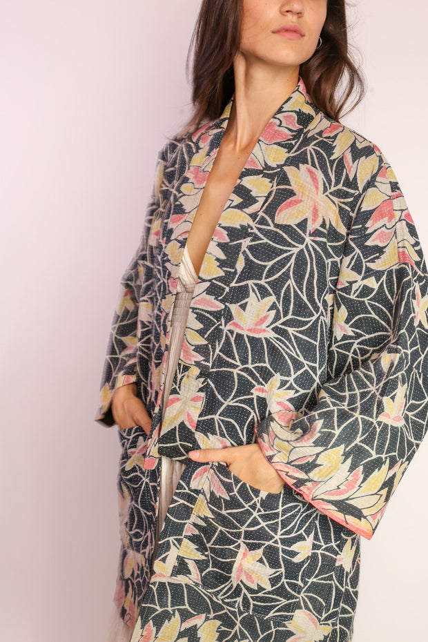 KANTHA KIMONO JACKET LAMAZ - sustainably made MOMO NEW YORK sustainable clothing, Coat slow fashion