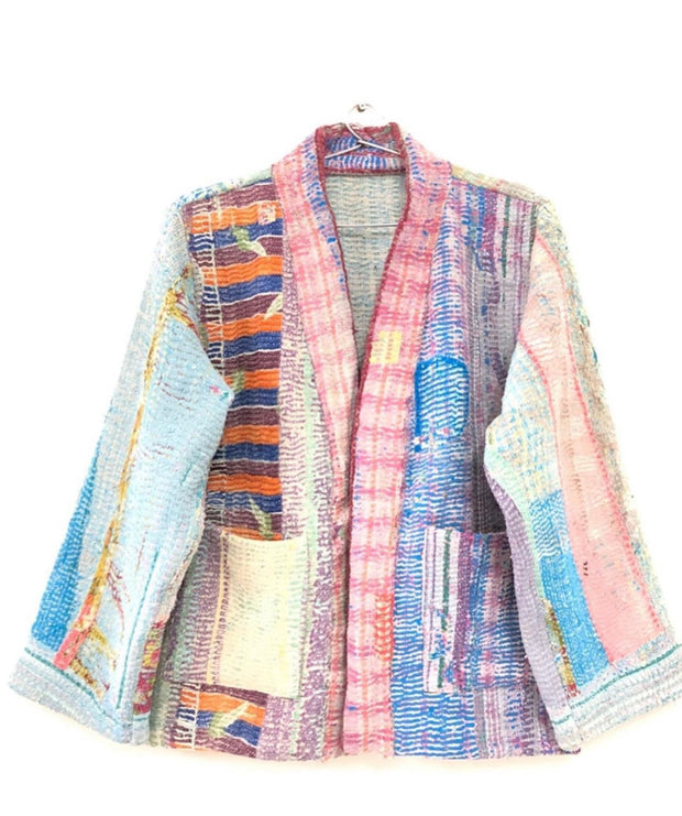 KANTHA KIMONO JACKET LAURIE - sustainably made MOMO NEW YORK sustainable clothing, Jacket slow fashion