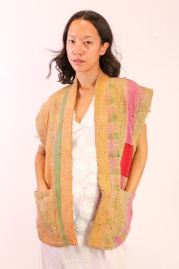 KANTHA VEST LIRAZU - sustainably made MOMO NEW YORK sustainable clothing, new slow fashion