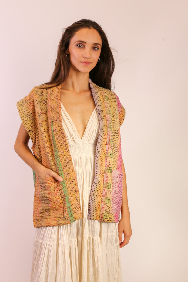 KANTHA VEST YAVAS - sustainably made MOMO NEW YORK sustainable clothing, Jacket slow fashion