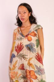 LEAVE HAND BLOCK PRINT SILK DRESS ISSI - sustainably made MOMO NEW YORK sustainable clothing, new slow fashion