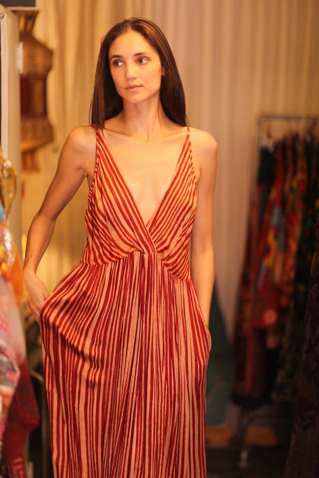 LILY SILK DRESS CANDY - sustainably made MOMO NEW YORK sustainable clothing, Boho Chic Dress slow fashion