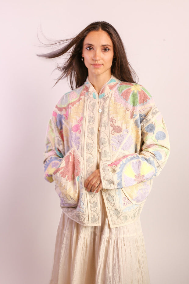 PASTEL COLOR KANTHA JACKET TILO - sustainably made MOMO NEW YORK sustainable clothing, slow fashion