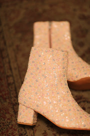 PINK SILK SEQUIN EMBROIDERED BOOTS LEWIS - sustainably made MOMO NEW YORK sustainable clothing, slow fashion