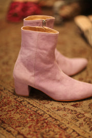 PINK SUEDE BOOTS - sustainably made MOMO NEW YORK sustainable clothing, kimono slow fashion