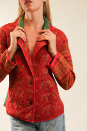 RED KANTHA JACKET ORISA - sustainably made MOMO NEW YORK sustainable clothing, new slow fashion