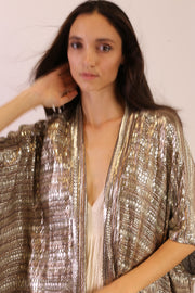 SEQUIN EMBROIDERED SHORT KIMONO MIDI - sustainably made MOMO NEW YORK sustainable clothing, new slow fashion