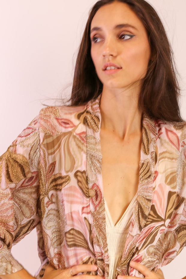 SEQUIN SILK EMBROIDERED KIMONO - sustainably made MOMO NEW YORK sustainable clothing, slow fashion