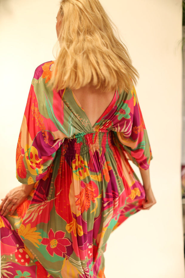 SILK KAFTAN DRESS HILLARY - sustainably made MOMO NEW YORK sustainable clothing, slow fashion