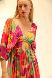 SILK KAFTAN DRESS HILLARY - sustainably made MOMO NEW YORK sustainable clothing, slow fashion