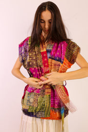 SILK PATCHWORK VEST SINA - sustainably made MOMO NEW YORK sustainable clothing, vest slow fashion