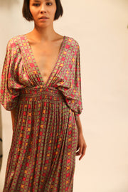 SILK V NECK DRESS PINA - sustainably made MOMO NEW YORK sustainable clothing, dress slow fashion